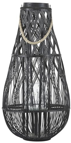 Dekolaterne Bambus/Glas schwarz Höhe 75 cm Tonga