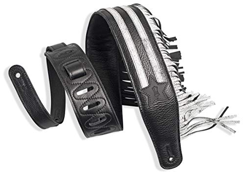Levy's Leathers Harley Gitarrengurt aus Leder, 6,3 cm breit, Schwarz und Weiß (MGFUSA-BLK_WHT)