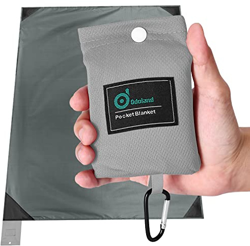 Odoland Coperta da Picnic Pieghevole 160 x 110 cm, Tappetino da Spiaggia Impermeabile e Leggera, Coperta da Tasca, Adatto per Camping, Viaggi, Escursione e Spiaggia, Grigio