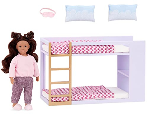 Lori - Tania's Etagenbett-Set - Mini-Puppen- und Spielzeug-Etagenbett - 15 cm Puppe & Schlafzimmermöbel - Puppenhaus-Zubehör - Spielset für Kinder - 3 Jahre +