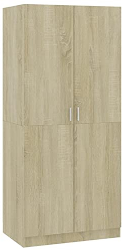 Susany Kleiderschrank Mehrzweckschrank Mit 2 Türen,Garderobenschrank Flurschrank Schrank 80 x 52 x 180 cm (B x T x H) Mit einem hohen Fach und einer Hängestange nach innen,Holzwerkstoff
