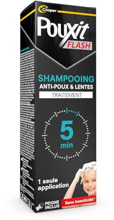 POUXIT - Flash - Shampooing anti-poux et lentes - Agit en 1 application de 5 minutes seulement - Traitement du cuir chevelu - 100 ml
