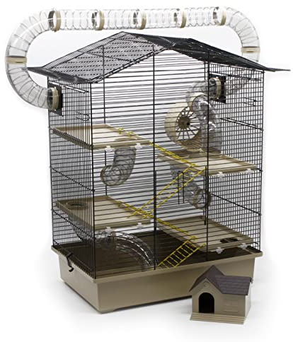 ZooPaul XXL Nagerkäfig Hamsterkäfig schwarz beige Maus Käfig Tunnelsystem Zubehör (beige)