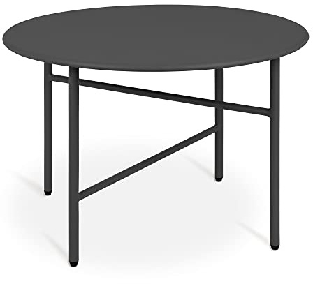 bomoe Beistelltisch Outdoor Gartentisch Rund Ø 53 cm Tischplatte Kratzfest – Stabiler Wohnzimmer Couchtisch Leicht In- & Outdoor Balkon Tisch Terrasse – Schwarz Nachttisch Bett Schlafzimmer Finn