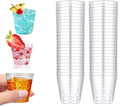 DuDuZui 50 Pack Shot Cups Plastic, 50ml-1.7oz Hard Thicked Plastic Shot Glasses, Clear Reusable Shot Glasses Great for Party, Picnic, BBQ, Wedding, Festival