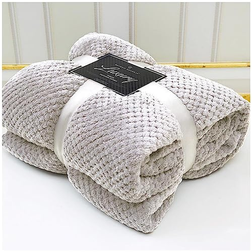 VELVETIO Luxury Waffle Fleece Popcorn Throw, Extra Large Thermal Warm Honeycomb Blanket, Soft & Cosy 100% Polyester Snuggle Sofa Bed Throws, 150 x 200cm, Silver