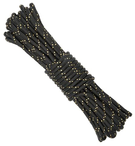 KINGLAKE Corda in nylon nero da 8 mm, 20 m, corda in nylon intrecciato per appenderla, forte trazione per campeggio, sopravvivenza, giardinaggio, impacchettamento, officina, corda multiuso all'aperto