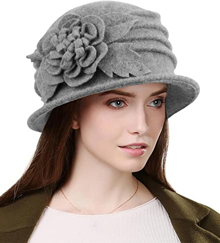 Wantonfy Damen Fischerhüte Wintermütze Warme Baret Hut Französischer Stil | 1920s Vintage Bowler, für Herbst Winter, Beanie