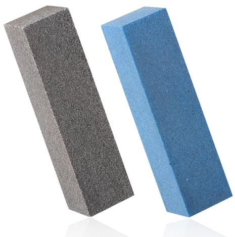 BOXOB 2pcs Pierres Abrasives en Caoutchouc Gommeux, Snowboard Pierre de Ski Pierre de Bloc de Meulage de Bord Pierres de Réglage de Ski pour Enlever Les Bavures (Gris Grain 60, Grain Bleu 240)