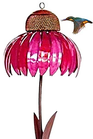 WEITING Blumen-Vogelhäuschen, Sonnenhut-Kolibri-Futterspender für den Außenbereich, Kunst-Metall-stehender Blumen-Vogelhäuschen im Freien für Garten-Yard-Dekoration