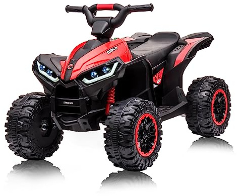 12V Quad elettrico per bambini, auto elettrica per bambini ATV con musica, clacson, faro LED, 83 x 53 x 56 cm, per bambini 3-8 anni (Rosso)