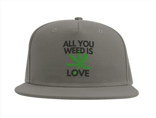 Lauthings All You Weed is Love Pot Cannabis Kanja Marihuana Snapback Cap Fullcap Embroidered Hat Grey, grau, Einheitsgröße
