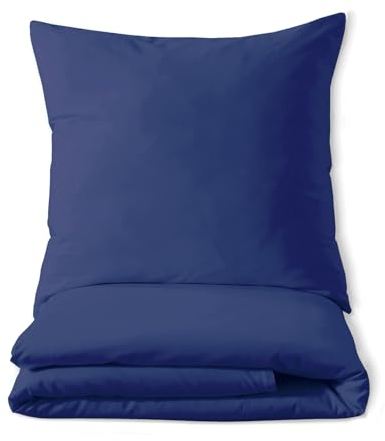Luxuriöses Bettset aus Mako-Satin 100% Baumwolle 135x200 155x220 200x200 200x220, Größe:135 x 200 cm, Farbe :Dunkelblau
