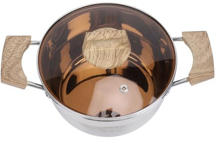 Suppentopf, Dicker Suppentopf aus Edelstahl 304, Suppentopf, Kochtopf mit Glasdeckel, 2 Griffe, Induktionstopf Zum Kochen, Edelstahl, Gesundes Kochgeschirr, Suppentöpfe, (20 cm)