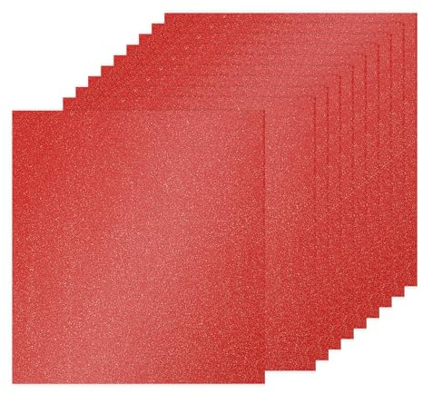 PATIKIL 10 Hojas de Cartulina Brillante Roja 12 x 12 250gsm Cuadrada Papel Brillante para Manualidades de Papel para Scrapbook Tarjetas DIY Fiesta Boda