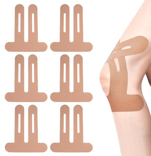 Mrltau 6 Stück PreCut Kinesiotapes, Kinesiologie Tape, Knie Tape, Tape Sport, Hautfreundlich mit perfektem Trage-Komfort, Wasserfestes & Elastisches
