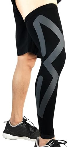AYWTIUN Medias de compresion Manga de compresión de pierna completa for hombre y mujer, rodilleras largas, Protector de soporte for correr, baloncesto y ciclismo, 1 Uds.(Gray,L)
