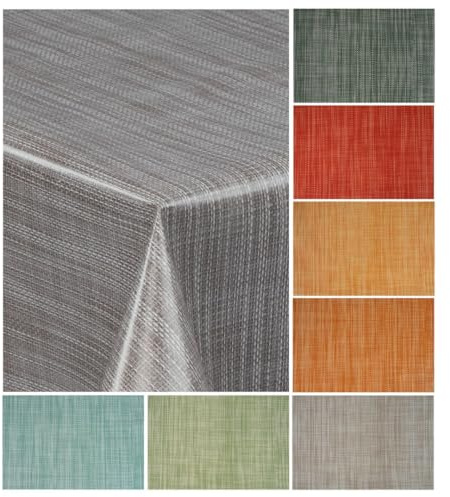 laro Wachstuch-Tischdecke Wachstischdecke Gartentischdecke Leinenoptik, Muster:Leinenoptik Grau Meliert, Größe:80x120