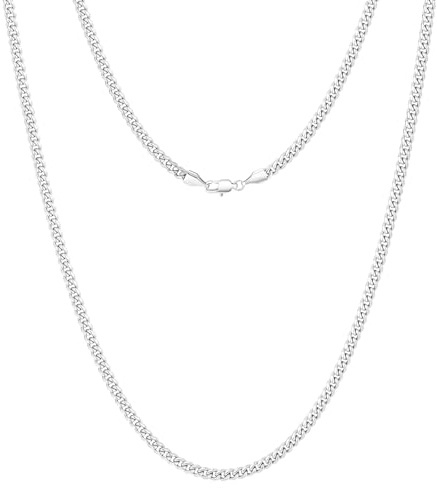 KRKC Herren Halskette, 2/3/4/5mm 14K Gold Vergoldet/Silber Farbe Edelstahl | Panzerkette Cuban-Chain, Geburtstag Geschenk Nickel-frei Dünne Goldkette Silberkette für Männer Länge 45-66cm