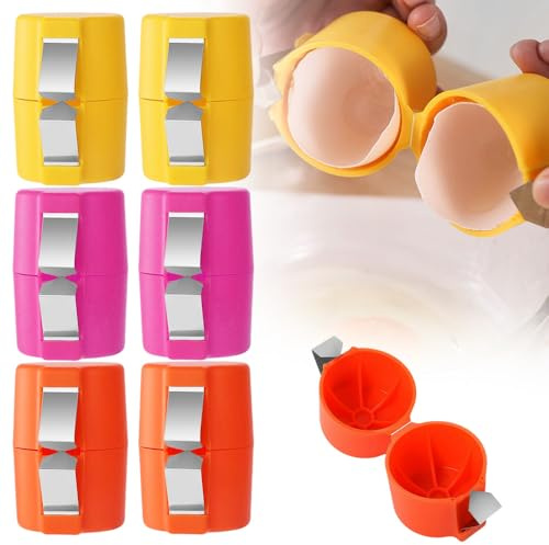 Egg Shell Opener, New Egg Cracker Tool for Raw Eggs, Handheld Eggs Breaker Multifunctional Egg Cutter Egg Cracker and Separator, Convenient Eggshell Cutter for Raw Eggs Cracking Tool (6Pcs-Mix)