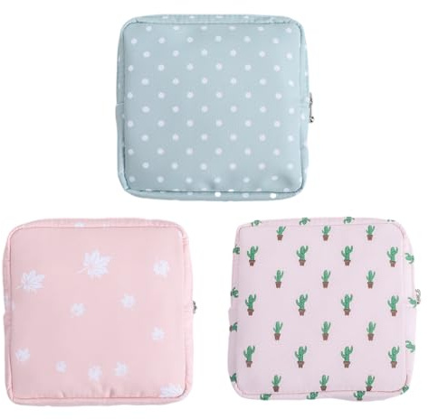 Lot de 3 sacs de rangement pour serviettes hygiéniques, sac de menstruation, porte-gobelets menstruels, porte-tampons, pochette de première période, sac pour femmes, adolescentes, 13 * 13 * 3cm