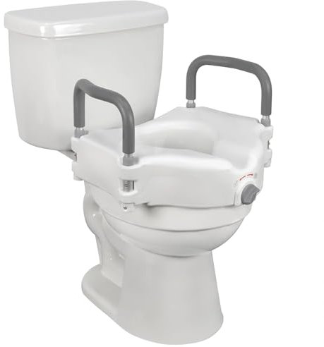 Orthologics™ Raised Toilet Seat with Padded Handles, Adjustable Toilet Seat Riser for Elderly Disabled Adults 4 inch with Lid, Elevated Toilet Seat Booster Raiser for Adults M11