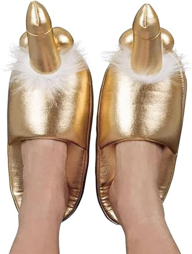 HKYFNNBW - Funny Slippers for Women & Men, Novelty Gag, Soft Plush, Non-Slip, Valentine'S Day, Home Couple Shoes (Gold, ONE SIZE)