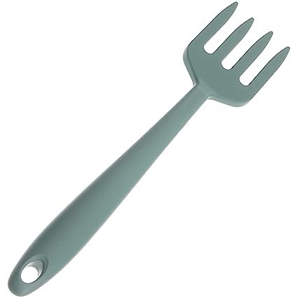 KICHOUSE Tenedor De Cocina De Silicona Antiadherente Mediano Verde Oscuro, Resistente Al Calor, Seguro Para Uso Alimentario, Utensilio Práctico Para Cocinar Fideos y Pasta,