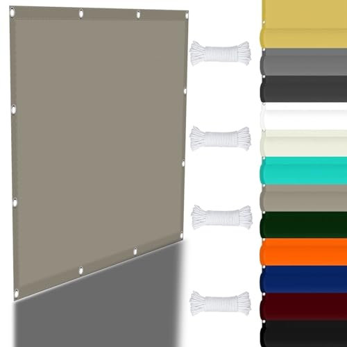 Set di pali per vela ombreggiante, 2 x 6 m, rettangolare, con protezione dal vento, corda inclusa, ideale per esterni, giardino, patio, cortile, feste, colore cachi