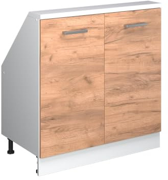 Vicco Mobile sottotetto Rion, Rovere dorato/Bianco, L80 x P46 cm con 2 porte, salvaspazio per soffitti inclinati