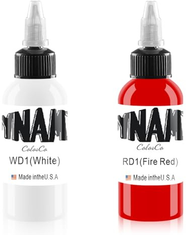 DLDN01 2 Flaschen Tattoo Tinte - Permanent Body Tattoo, helle weiße Tattoo Tinte mit Eleganz Rot (30 ml)