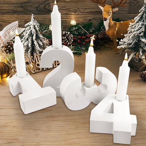 Smdbzda Adventszahlen Adventskranz 1 2 3 4 Kerzenhalter Zahlen Holz, 4 Stück Adventskranz Kerzenständer Zahlen, Adventszahlen Kerzenhalter für Adventskranz, Weihnachtsdeko, Festliche Tischdekoration