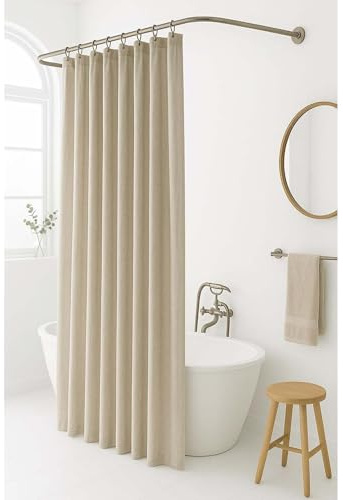 UUDIHO Wasserdichter, waschbarer Duschvorhang aus Leinen für Badezimmer, Badezimmervorhang, Duschvorhänge mit Schlaufendekor, 120 x 220 cm (B x H) Duschvorhang