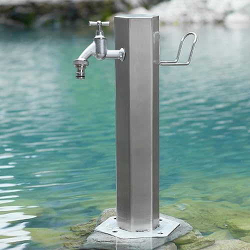 Fontaines ad angolo in stile antico con colonna d'acqua esterna in acciaio inossidabile Design di archiviazione superiore - Piccola fontana da giardino argento per eleganti decorazioni esterne