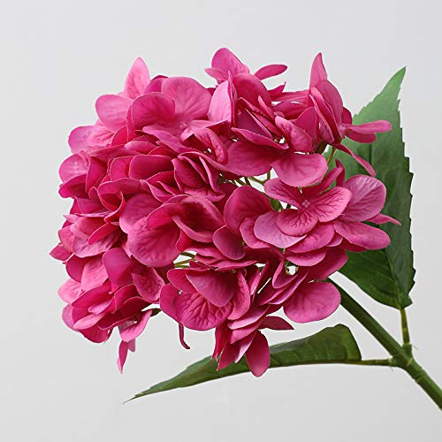 SUXUMHAO Lot de 6 fleurs d'hortensia artificielles en soie réalistes pour fête de mariage, bureau, décoration d'intérieur (rose)