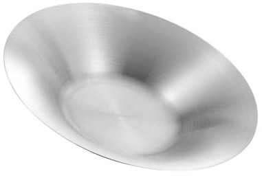 KOCKSHION Assiette à Pâtes Ronde en Acier Inoxydable Argenté, Facile à Nettoyer, Adaptée pour Repas Chauds ou Froids, pour Table ou Buffet