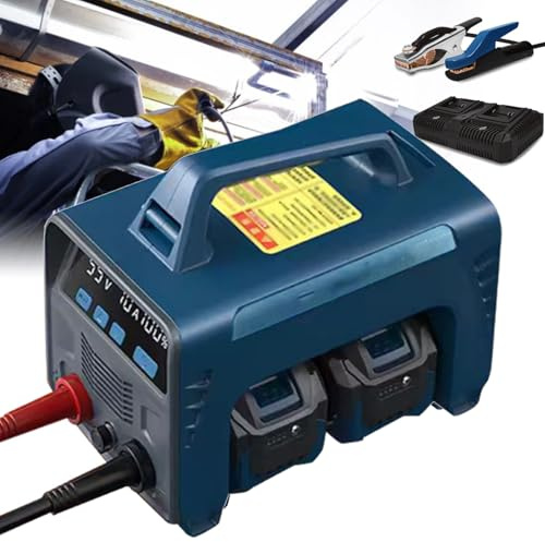 ZyKnaurral Poste à Souder sans Fil Portable, Alimenté par Batterie 160 A, Poste à Souder Numérique à Onduleur Igbt avec Démarrage à Chaud, Force d'arc Antiadhésive 2Batteries