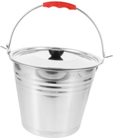ERINGOGO Seau Multifonctionnel Grande Capacité avec Couvercle en Acier Inoxydable Poignée Stable Utilisation en Pâturage pour Hôtellerie