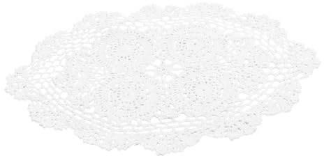 TOBBOMEY Mantel Individual De Crochet Blanco 30x45 Cm De Algodón Artesanal Antideslizante Decoración para Hogar Restaurante Cocina Mesa Encaje