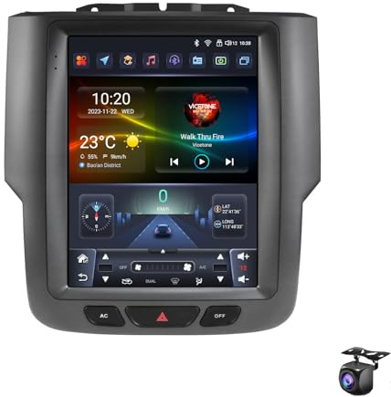 Autoradio stereo Android 14 per Do-dge RAM 1500 2500 3500 2013-2018 touchscreen IPS da 9,7wireless CarPlay/Android Auto Bluetooth WiFi navigazione GPS telecamera di retromarcia(Color:8 CORE 2+32G)