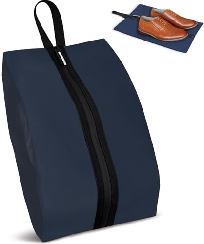 Schuhbeutel für Reise, Gym & Waschmaschine | Zippert Schuh Tasche als Koffer Organizer & Aufbewahrungstasche | Mit Tragegriff | Wiederverwendbar & Luftdurchlässig für Damen & Herren (1, Navy)