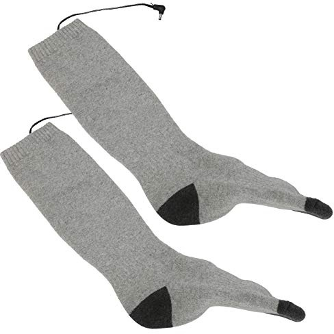 Hiraith Medias Calefactoras, Calcetines Térmicos Eléctricos con Control Inteligente de Temperatura para Esquiar, Pies con Artritis, Hechos de Algodón con Dos Baterías Recargables (Gris)