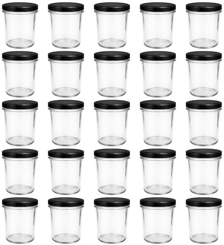 hocz 25x Marmeladengläser 350 ml | mit Deckel Schwarz TO 82 | Einmachgläser mit Schraubdeckel zum befüllen | Sturzgläser für Marmelade Schraubgläser | leere Gläser Set | 25 Stück