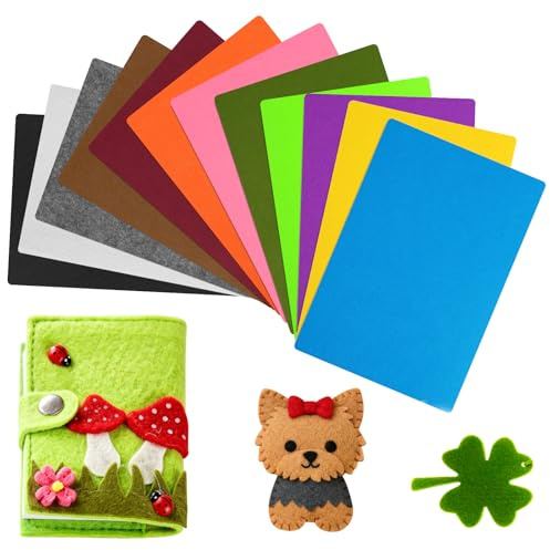 Bastelfilz 3mm Dick, 12 Farben Filz zum Basteln 3mm（20X30CM） | 3mm Dick Polyester Filz, Bunt Filzstoff zum Basteln für DIY Patchwork, Handarbeiten,Dekoration,Nähen Projekte (Bunt)
