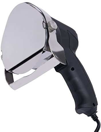 WOLEGM Elektromesser Dönermesser für Schawarma, 80 W Elektrisches Kebab-Messer, Kommerzieller Gyro-Schneider aus Edelstahl mit 2 Klingen, Döner-Fleischschneider, 1-8 mm Einstellbare Dicke