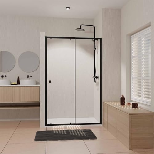 Porte de douche coulissante Noir 120x185cm - Extensible de 112.5 à 126.5 cm - BLACK SLIDE 120