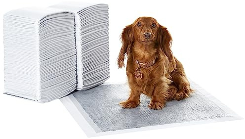 Amazon Basics Lot de 120 Protections pour déjections Canines, avec du Charbon pour Assurer Le contrôle des odeurs, Anti-Fuite, Surface à séchage Rapide, Taille Classique, pour Chiens et Chiots, Blanc