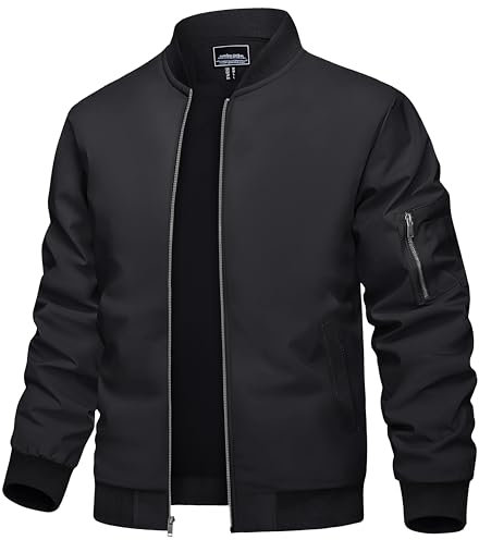 TACVASEN Men's Jacket Lightweight Thin Sportwear Bomber Windbreaker Casual Jacket Summer Spring Varsity Coat