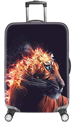 Elastisch Kofferhülle Kofferschutzhülle Waschbar Drucken Gepäck Cover,Chickw1 Kofferschutz-Bezug Anti-Kratzer Staubdicht Reisekoffer Hülle Luggage Cover (fire,XL(29-32))