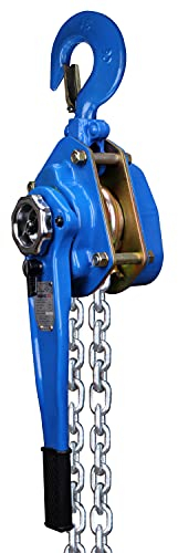 Pallit LEVER-L Hebelzug Kettenzug 3000kg Flaschenzug 1,5 m Kettenlänge Seilwinde strapazierfähige Lastbreme Handseilwinde mit Freilauffunktion Blau